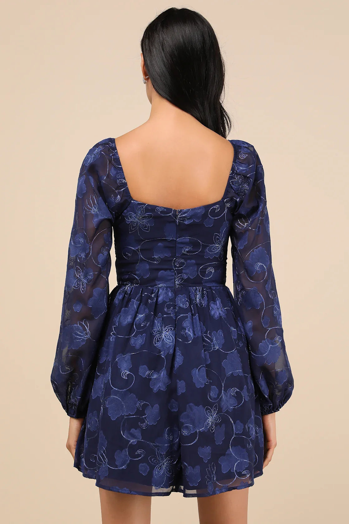 Decadent Charisma Navy Floral Embroidered Bustier Mini Dress
