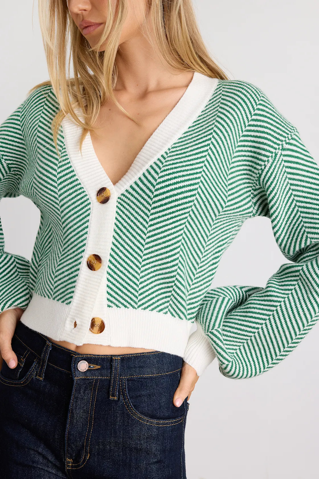 Here Comes a Holiday Red and White Striped Button-Up Cardigan